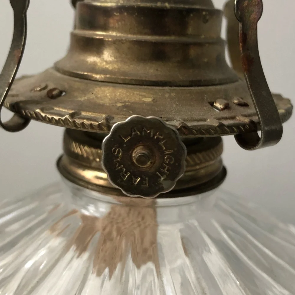Lamplight Farms Vintage Oil Lamp Clear Glass with Thumbprint Pattern